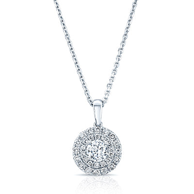 Diamond Round Pendant In 14k White Gold (18-in Curb Chain)