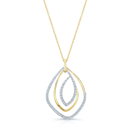Diamond Overlapping Multi-loop Two Tone Pendant in 14k Gold 1/3ctw, 16-18 Inch Adjustable Cable Chain