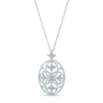 Diamond Edwardian Pendant In 14k White Gold