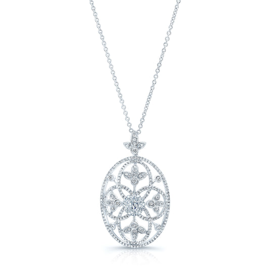 Diamond Edwardian Pendant In 14k White Gold