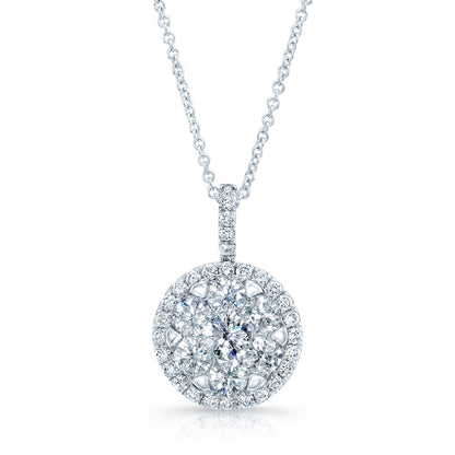 Diamond Pave Halo Pendant In 14k White Gold 1.80ctw