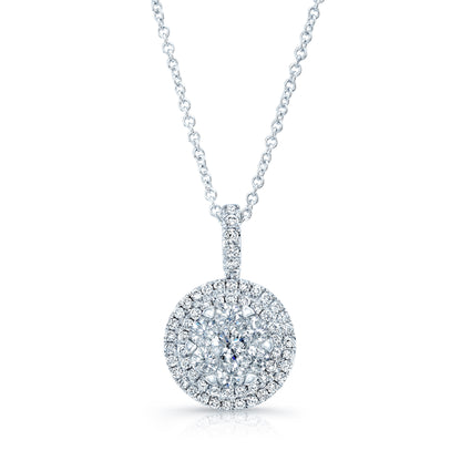 Diamond Double Entourage Pend In 14k White Gold 0.85ctw