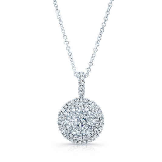 Diamond Double Entourage Pend In 14k White Gold 0.85ctw