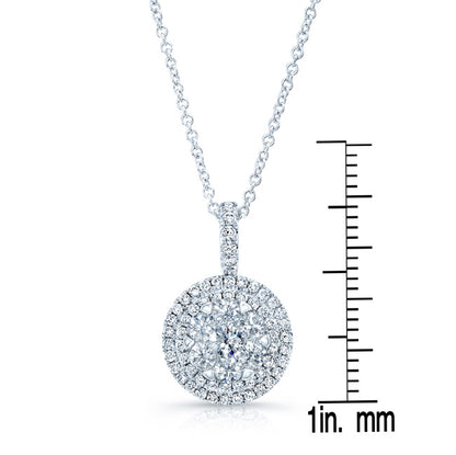 Diamond Double Entourage Pend In 14k White Gold 0.85ctw