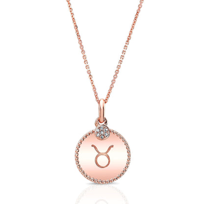 14k Rose Gold 0.035ct Tdw Diamond Zodiac Symbol Pendant (h-i, Si1-si2)