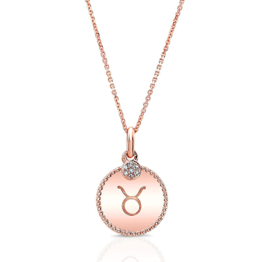 14k Rose Gold 0.035ct Tdw Diamond Zodiac Symbol Pendant (h-i, Si1-si2)