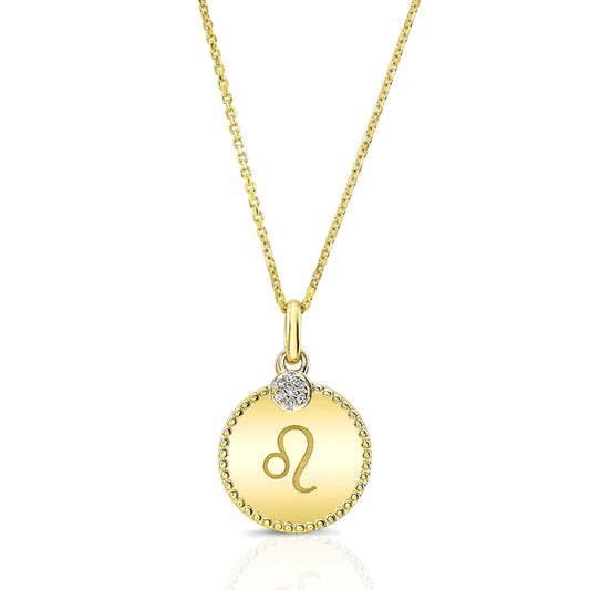 14k Yellow Gold .035ct Tdw Diamond Zodiac Symbol Pendant (h-i, Si1-si2)