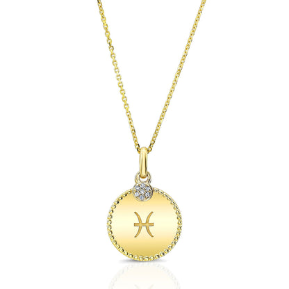 14k Yellow Gold .035ct Tdw Diamond Zodiac Symbol Pendant(h-i, Si1-si2)