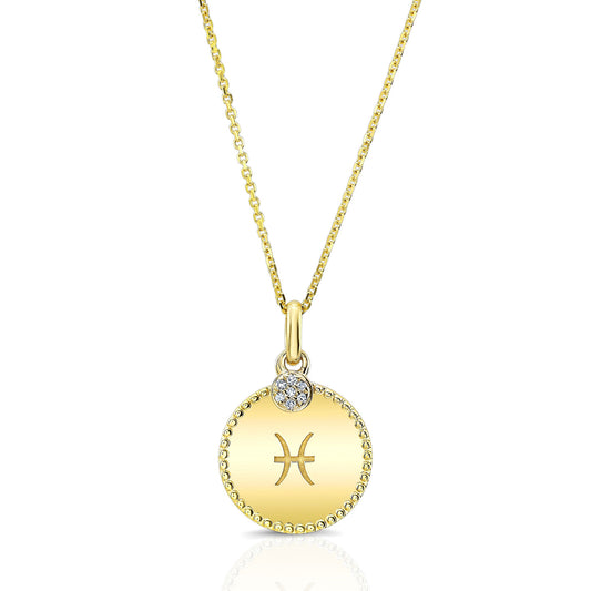 14k Yellow Gold .035ct Tdw Diamond Zodiac Symbol Pendant(h-i, Si1-si2)