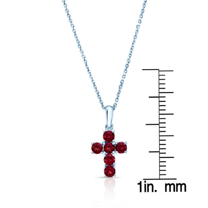 Rhodolite Garnet And Diamond Prong-set Cross Pendant In 14k White Gold