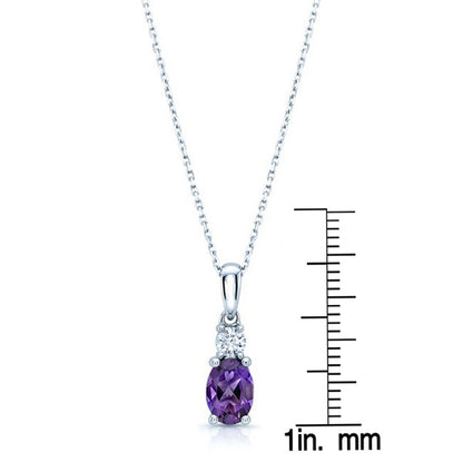 Amethyst Oval And Diamond Pendant In 14k Gold (7x5 Mm)