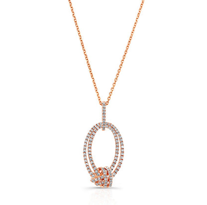Pave Diamond Knot Pendant In 14k Rose Gold