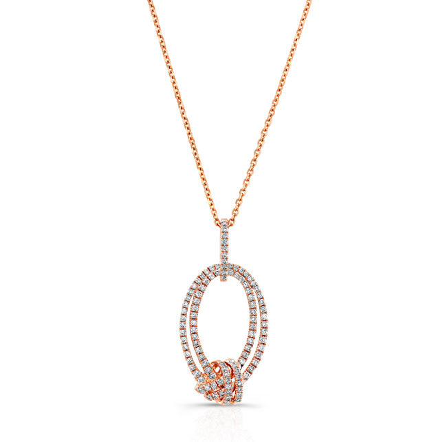 Pave Diamond Knot Pendant In 14k Rose Gold