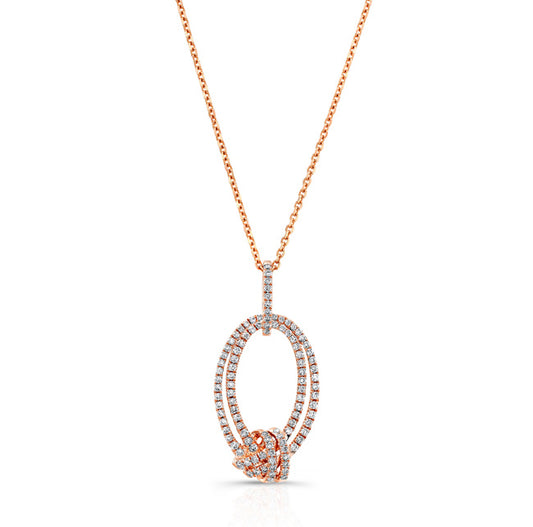Pave Diamond Knot Pendant In 14k Rose Gold