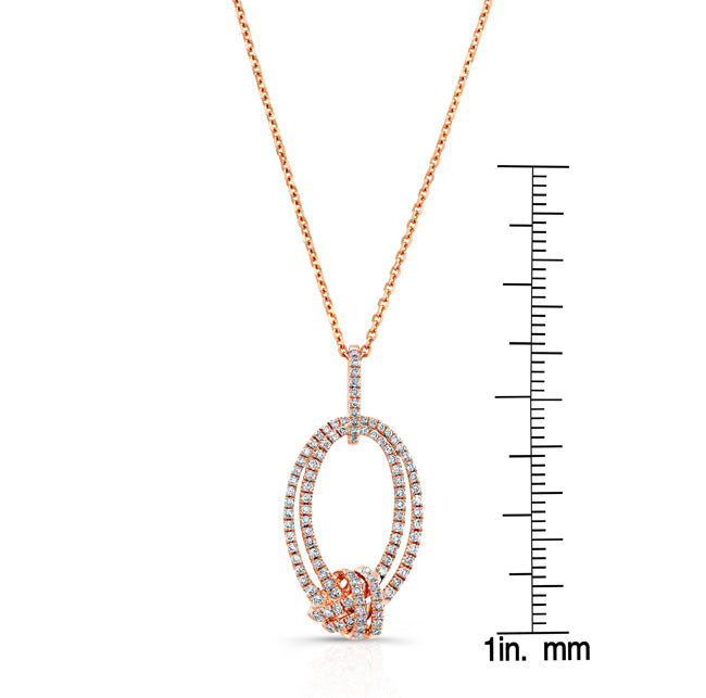 Pave Diamond Knot Pendant In 14k Rose Gold