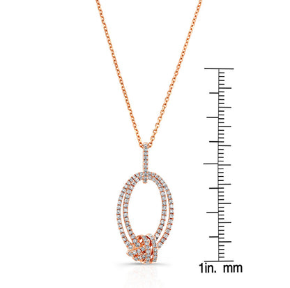 Pave Diamond Knot Pendant In 14k Rose Gold
