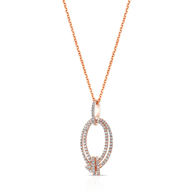 Pave Diamond Knot Pendant In 14k Rose Gold