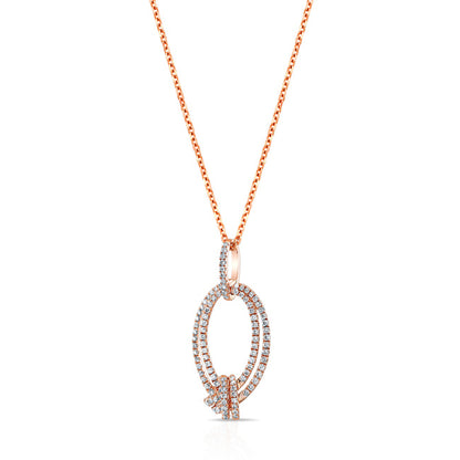 Pave Diamond Knot Pendant In 14k Rose Gold
