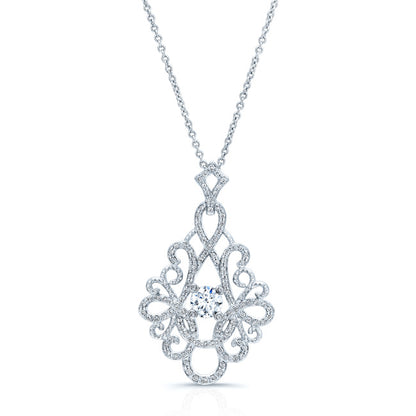 Diamond Chandelier Pendant With 0.50ct Round Center In 14k White Gold