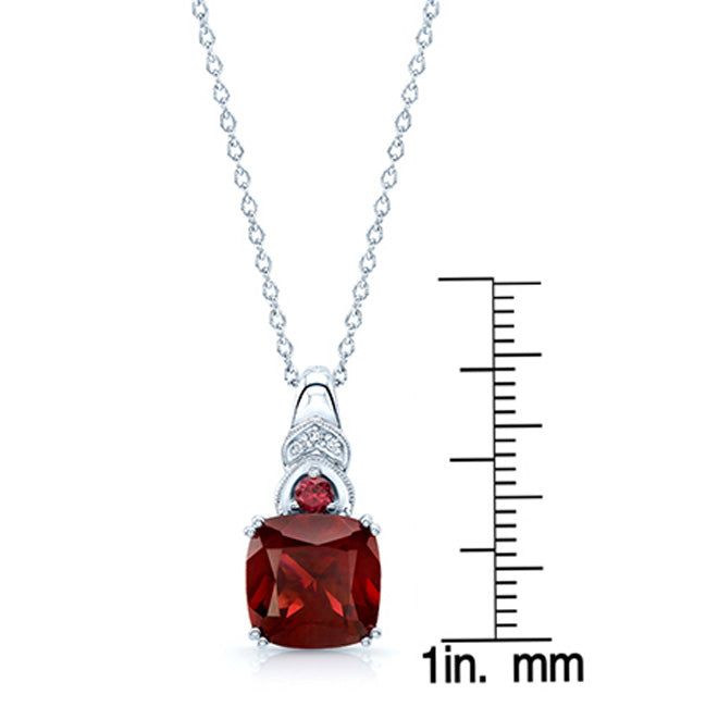 Rhodolite Garnet & Diamond Pendant In 14k White Gold