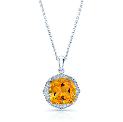 Citrine And Diamond 14kw Pendant