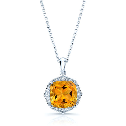 Citrine And Diamond 14kw Pendant