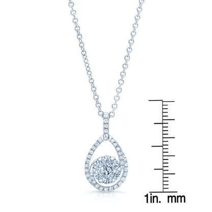 Diamond Tear Drop Basket Pendant In 14k White Gold