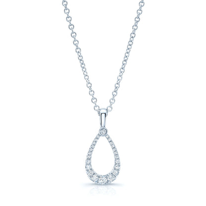 Diamond Tear Drop Pendant In 14k White Gold