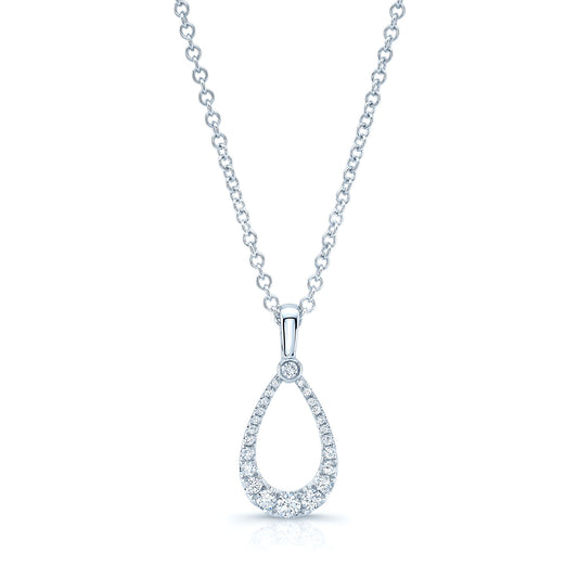 Diamond Tear Drop Pendant In 14k White Gold