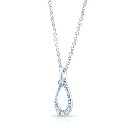 Diamond Tear Drop Pendant In 14k White Gold