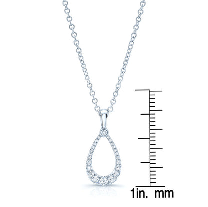 Diamond Tear Drop Pendant In 14k White Gold