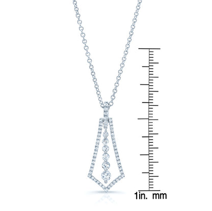 Diamond Kite-shape Pendant In 14k White Gold