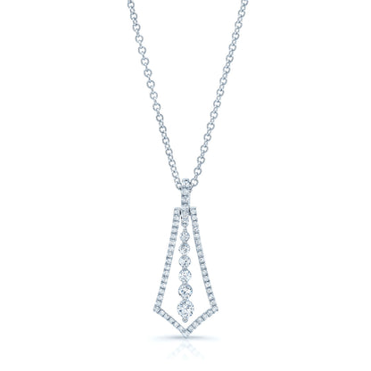 Diamond Kite-shape Pendant In 14k White Gold