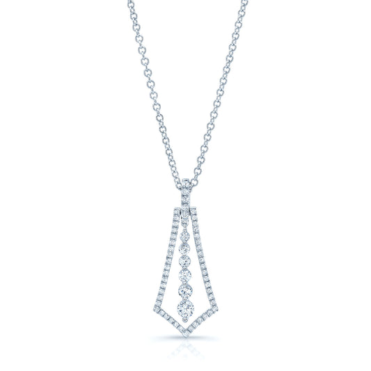 Diamond Kite-shape Pendant In 14k White Gold