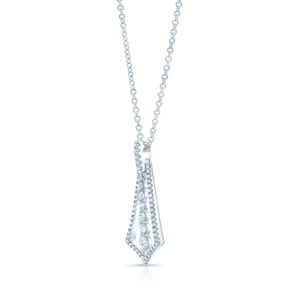 Diamond Kite-shape Pendant In 14k White Gold