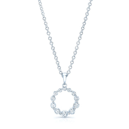 Diamond Graduated Circle Diamond Pendant In 14k White Gold
