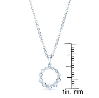 Diamond Graduated Circle Diamond Pendant In 14k White Gold