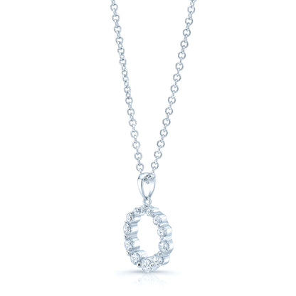 Diamond Graduated Circle Diamond Pendant In 14k White Gold