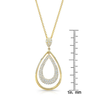 Diamond Double Oval Pendant In 14k Yellow Gold 18 Inch Length