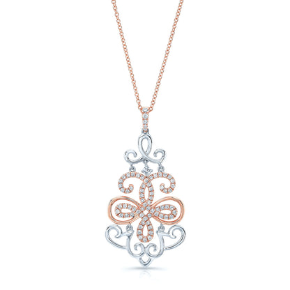 Diamond Filigree Design Pendant In 14k Two Tone Gold (1/2 Ct. Tw.)