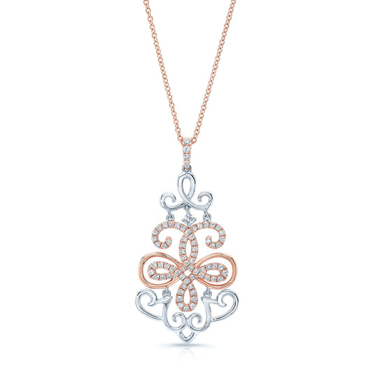 Diamond Filigree Design Pendant In 14k Two Tone Gold (1/2 Ct. Tw.)