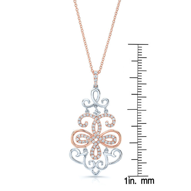 Diamond Filigree Design Pendant In 14k Two Tone Gold (1/2 Ct. Tw.)