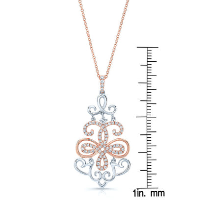 Diamond Filigree Design Pendant In 14k Two Tone Gold (1/2 Ct. Tw.)