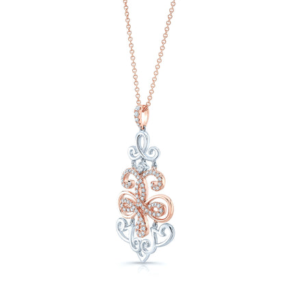 Diamond Filigree Design Pendant In 14k Two Tone Gold (1/2 Ct. Tw.)