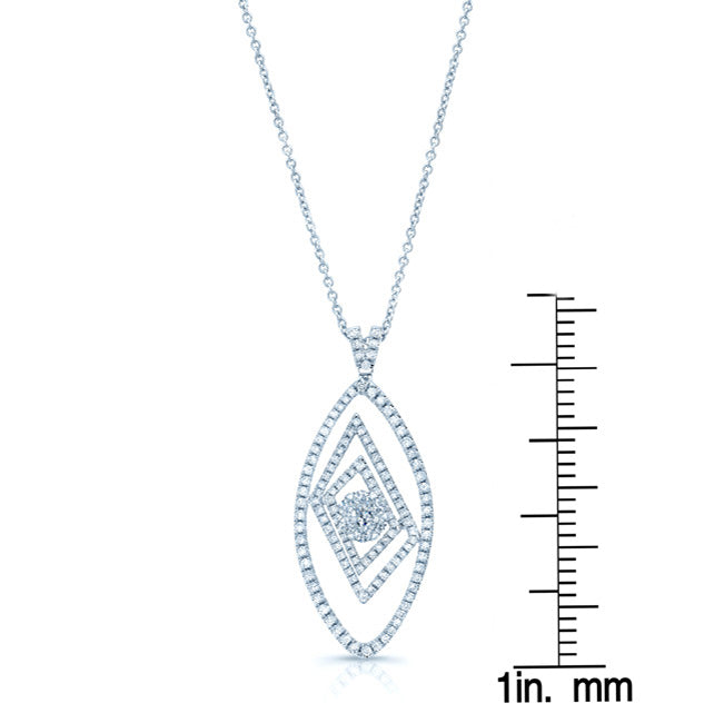 Diamond Marquise Pendant In 14k White Gold 18 Inch Length