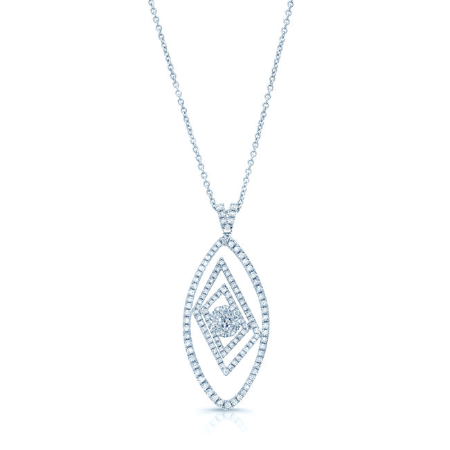 Diamond Marquise Pendant In 14k White Gold 18 Inch Length