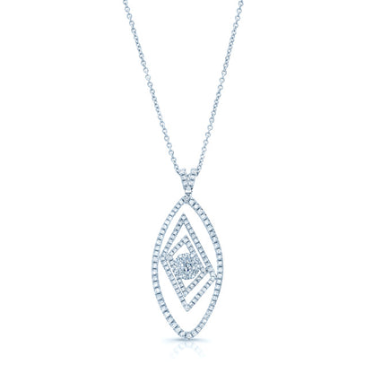Diamond Marquise Pendant In 14k White Gold 18 Inch Length