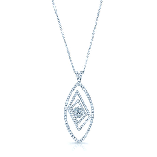 Diamond Marquise Pendant In 14k White Gold 18 Inch Length