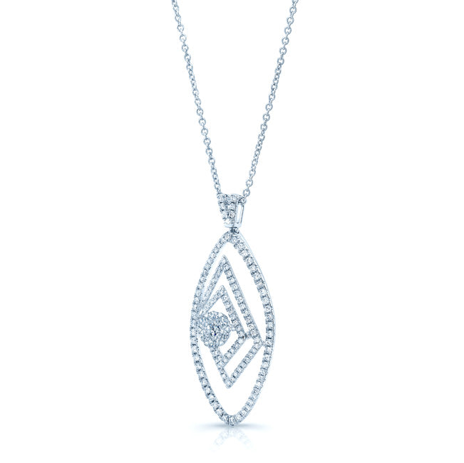 Diamond Marquise Pendant In 14k White Gold 18 Inch Length
