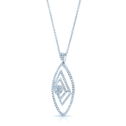 Diamond Marquise Pendant In 14k White Gold 18 Inch Length